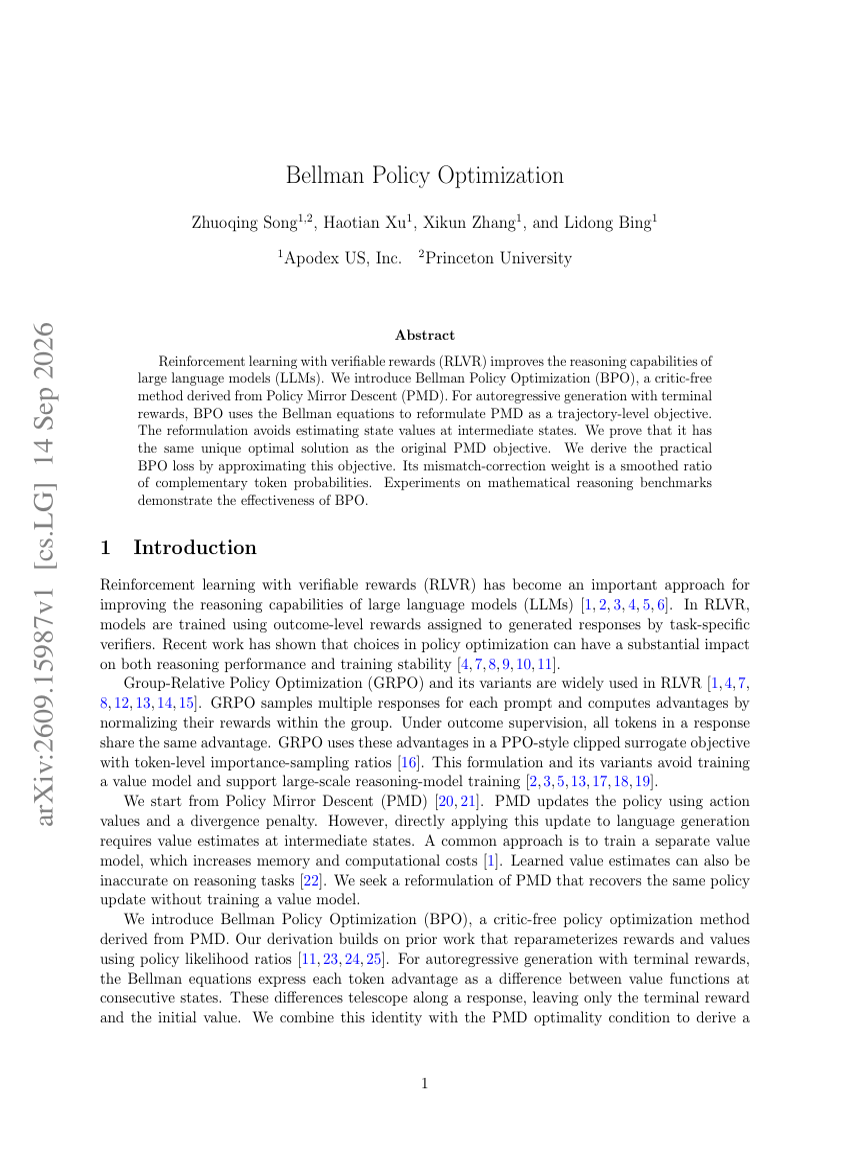 Bellman Policy Optimization
