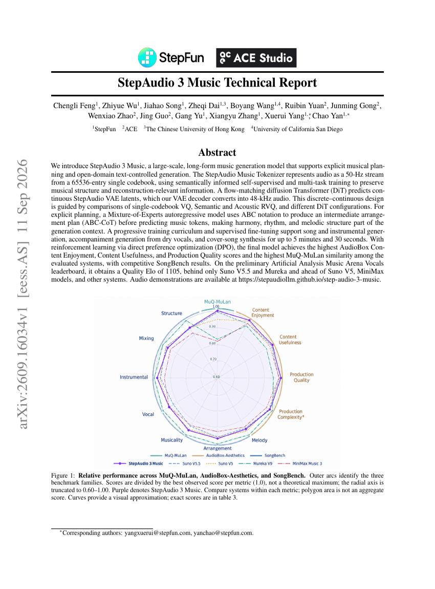 StepAudio 3 Music Technical Report