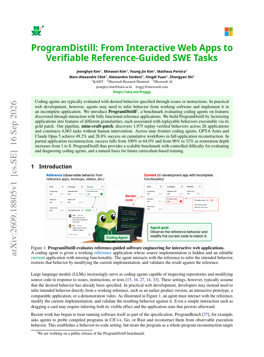 ProgramDistill: From Interactive Web Apps to Verifiable Reference-Guided SWE Tasks
