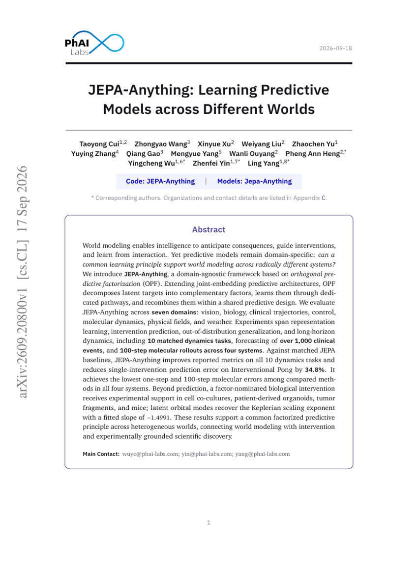 JEPA-Anything: Learning Predictive Models across Different Worlds