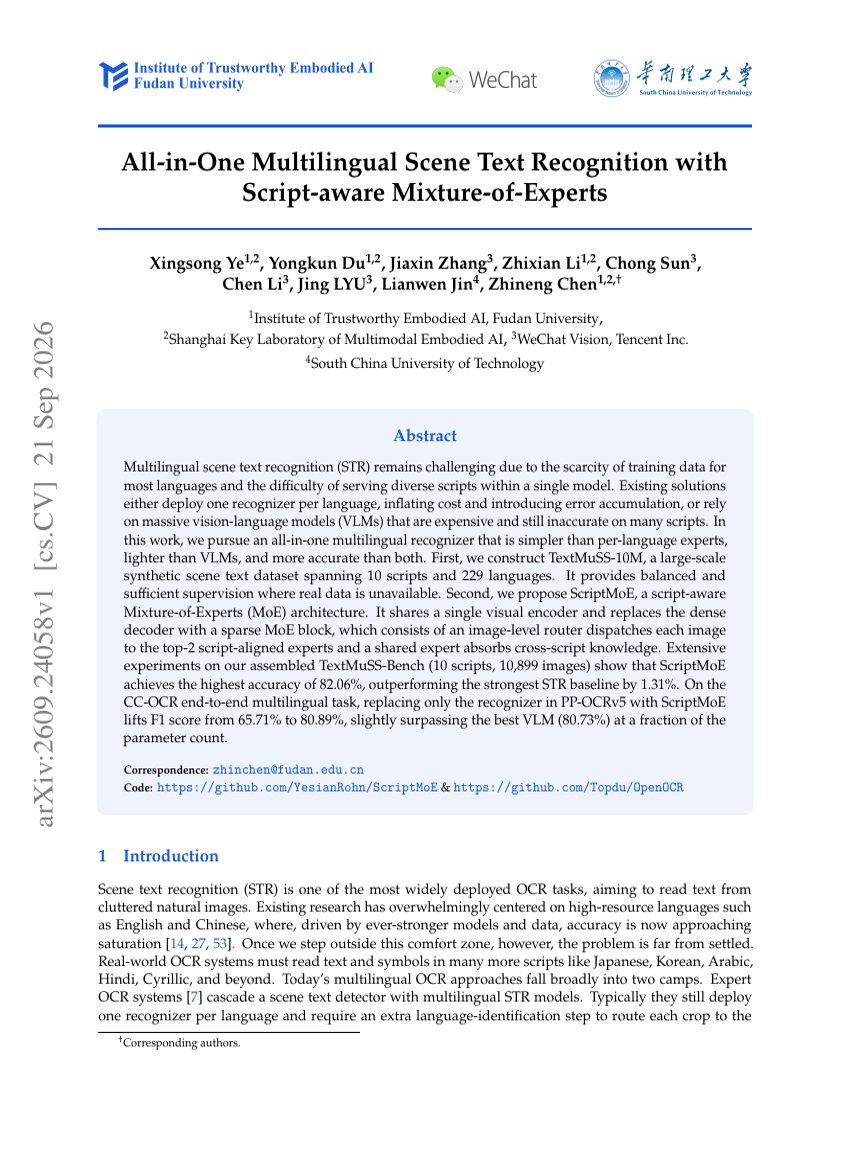All-in-One Multilingual Scene Text Recognition with Script-aware Mixture-of-Experts