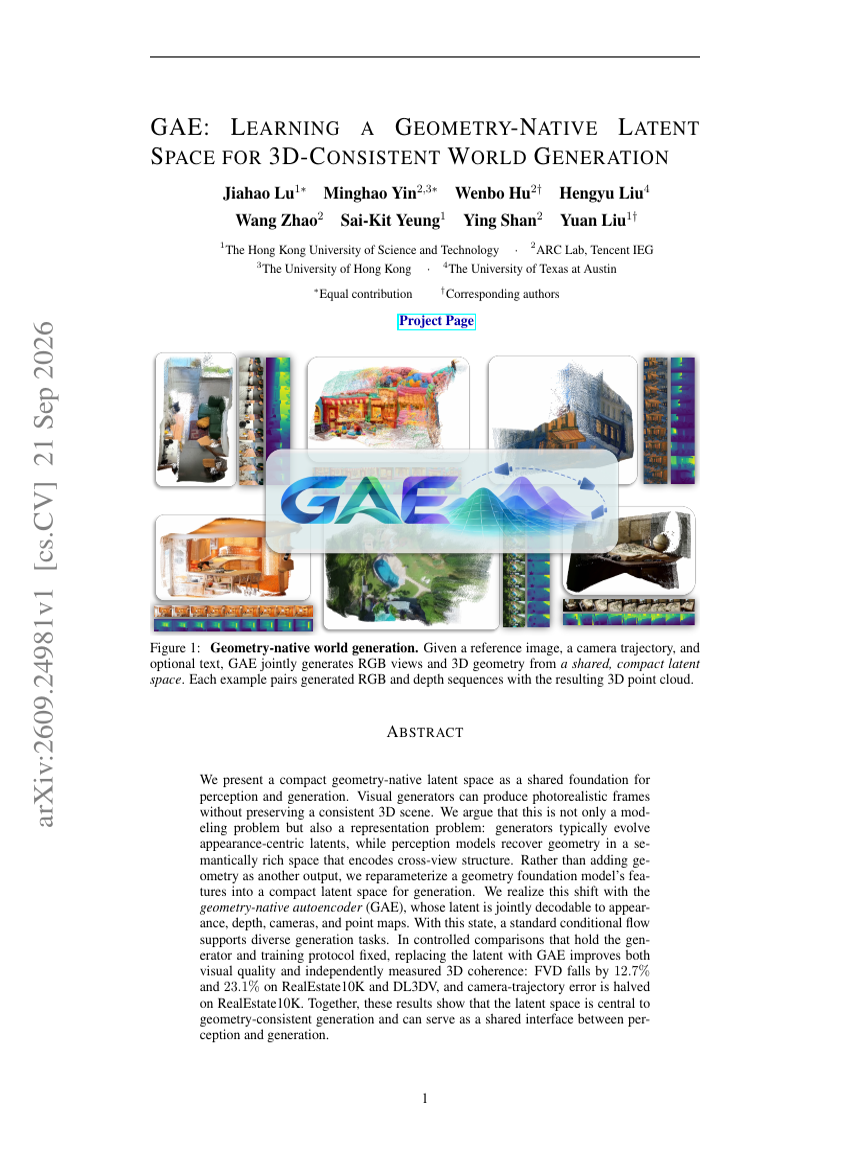 GAE: LEARNING A GEOMETRY-NATIVE LATENT SPACE FOR 3D-CONSISTENT WORLD GENERATION
