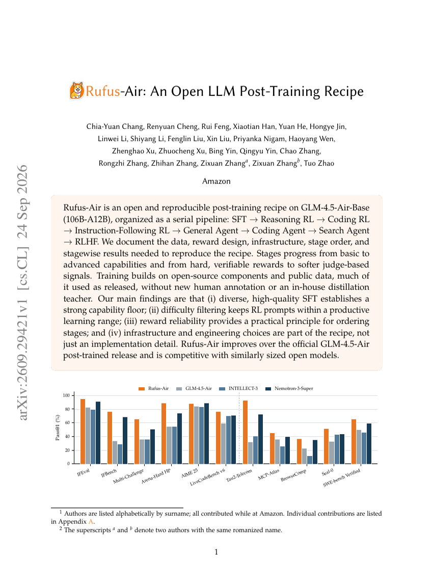 Rufus-Air: An Open LLM Post-Training Recipe