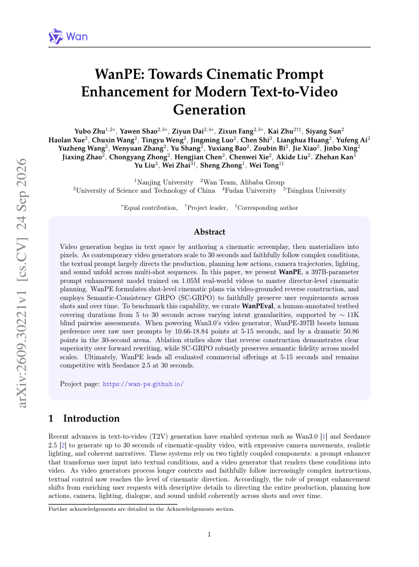 WanPE: Towards Cinematic Prompt Enhancement for Modern Text-to-Video Generation