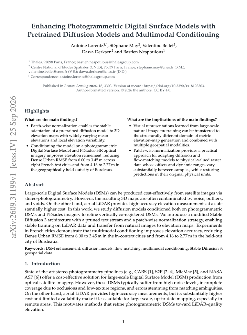 Enhancing Photogrammetric Digital Surface Models with Pretrained Diffusion Models and Multimodal Conditioning