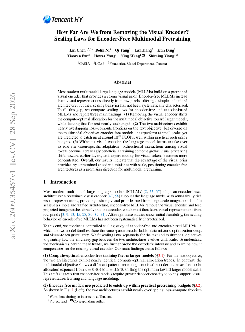 How Far Are We from Removing the Visual Encoder? Scaling Laws for Encoder-Free Multimodal Pretraining