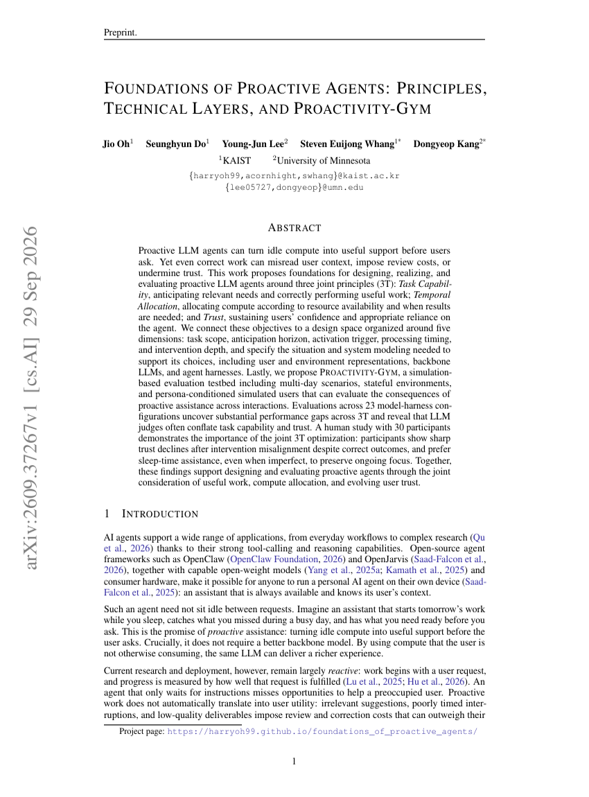 FOUNDATIONS OF PROACTIVE AGENTS: PRINCIPLES, TECHNICAL LAYERS, AND PROACTIVITY-GYM