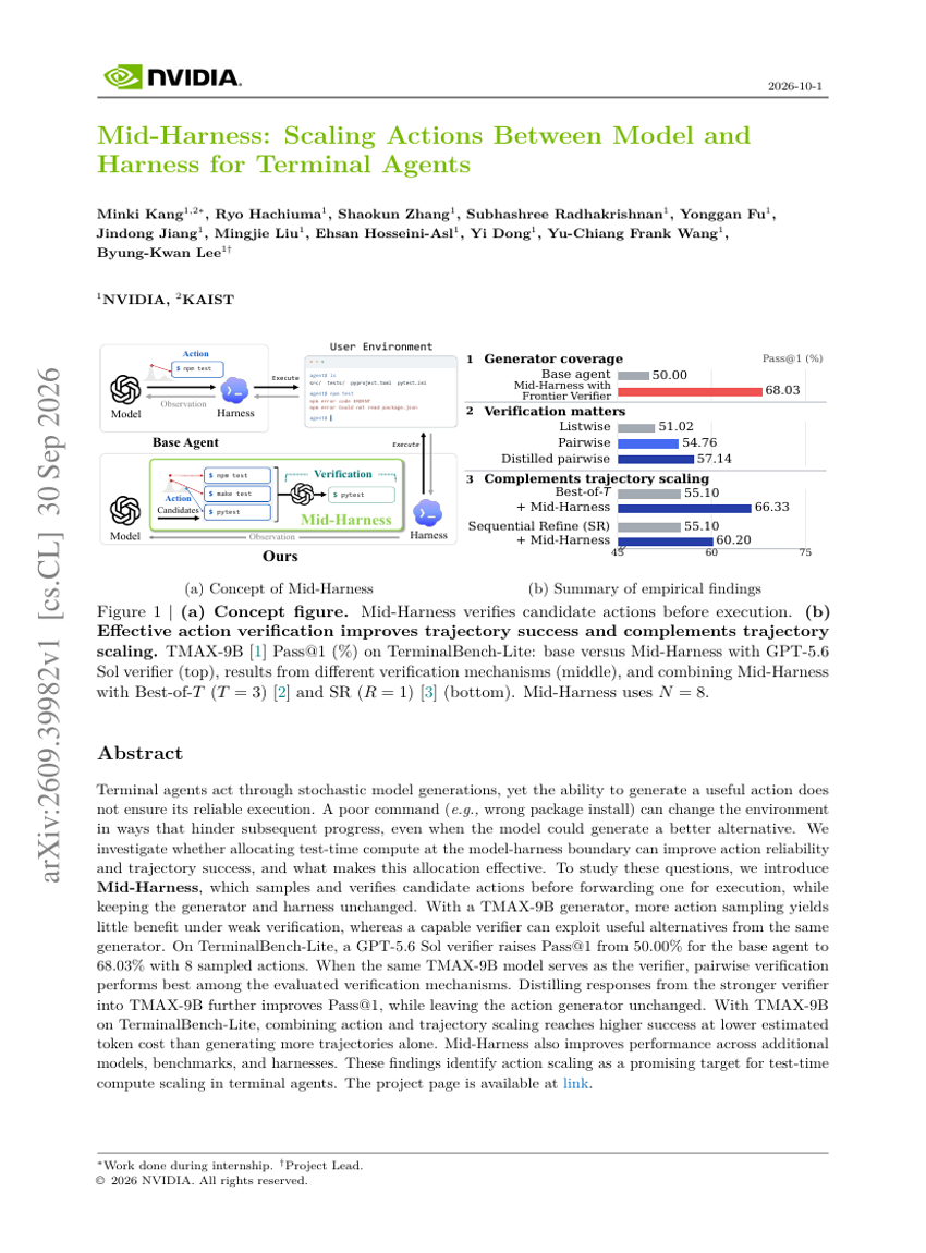 Mid-Harness: Scaling Actions Between Model and Harness for Terminal Agents