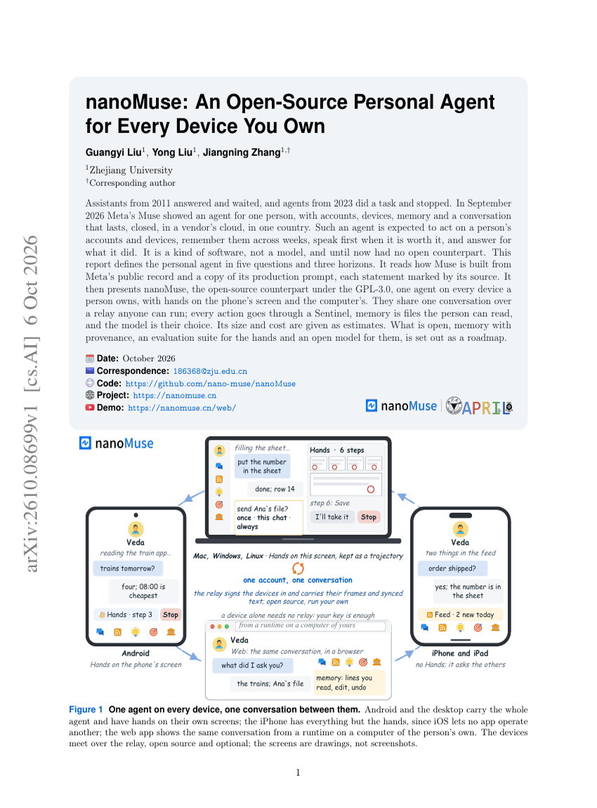 nanoMuse: An Open-Source Personal Agent for Every Device You Own