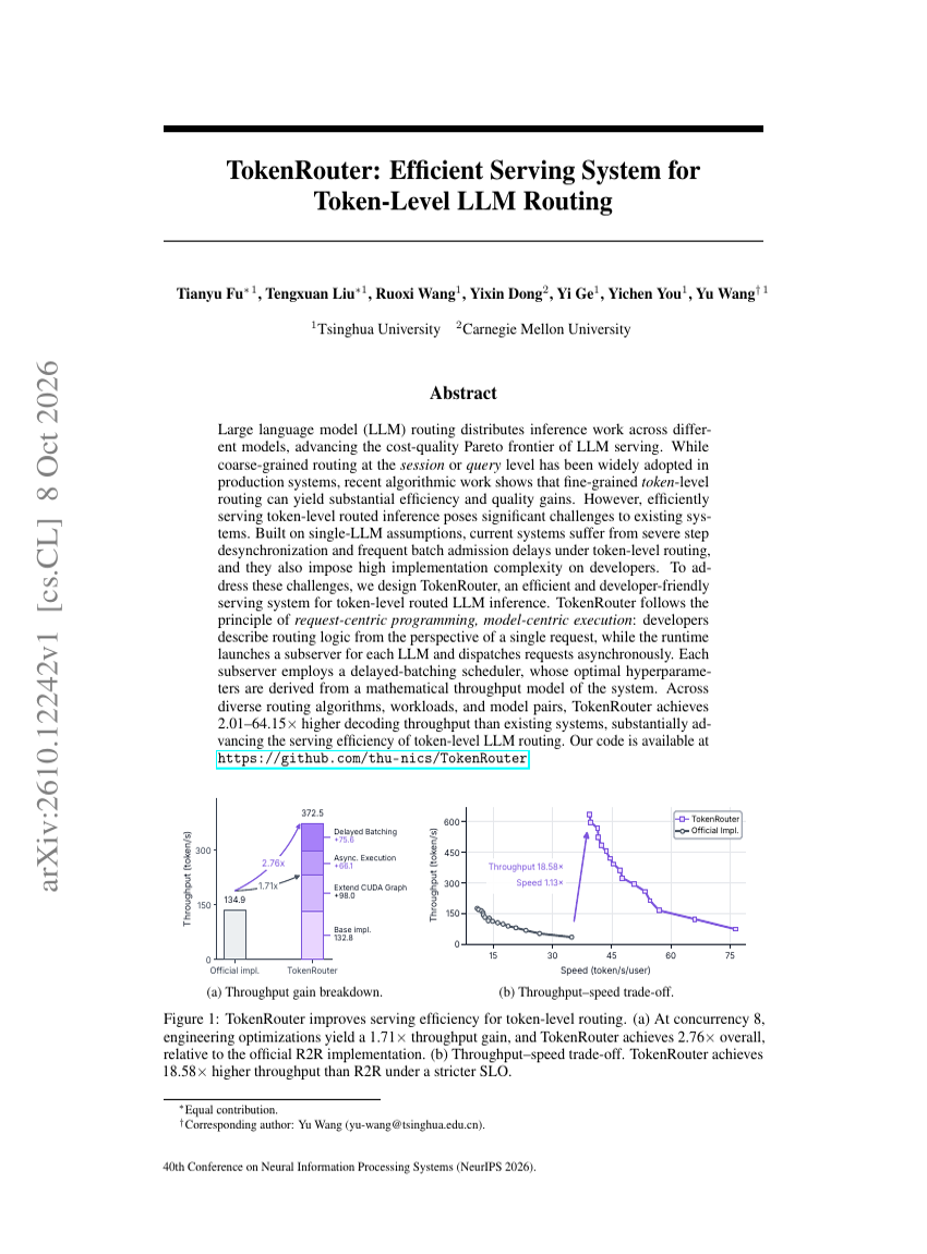 TokenRouter: Efficient Serving System for Token-Level LLM Routing