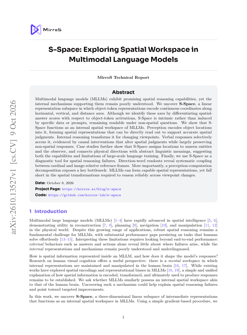 S-Space: Exploring Spatial Workspace in Multimodal Language Models