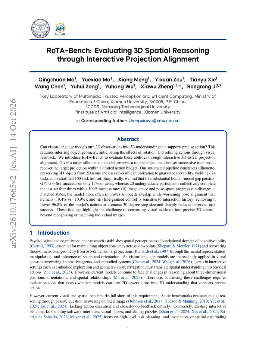 RoTA-Bench: Evaluating 3D Spatial Reasoning through Interactive Projection Alignment