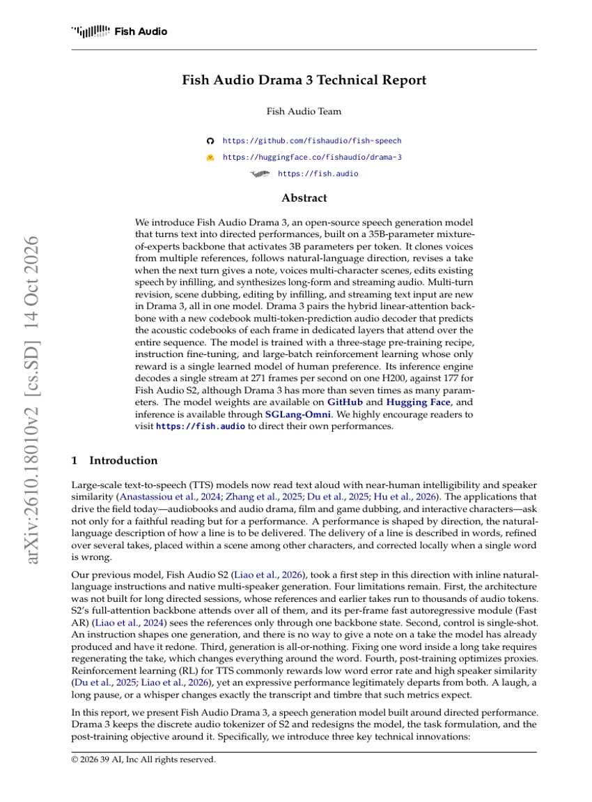 Fish Audio Drama 3 Technical Report