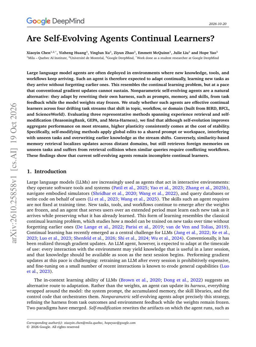 Are Self-Evolving Agents Continual Learners?