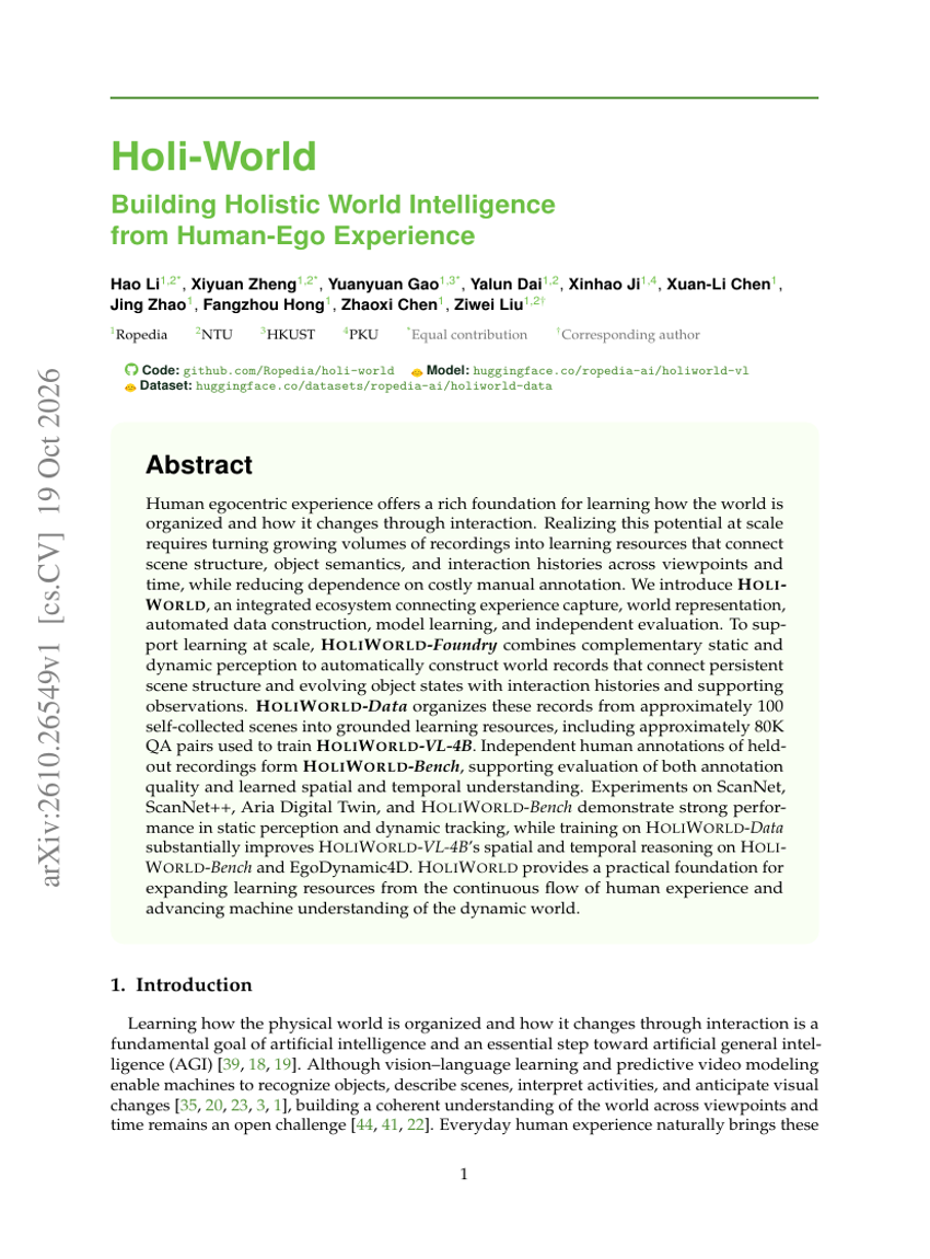 Holi-World: Building Holistic World Intelligence from Human-Ego Experience