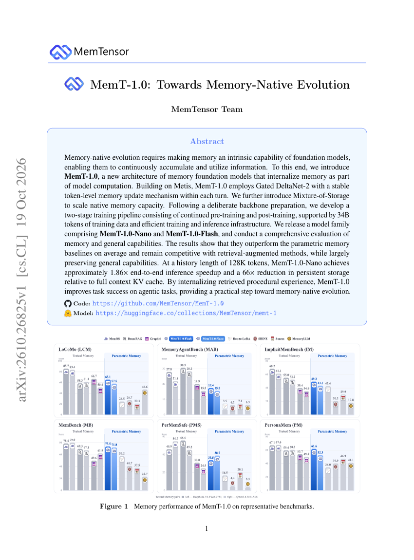 MemT-1.0: Towards Memory-Native Evolution