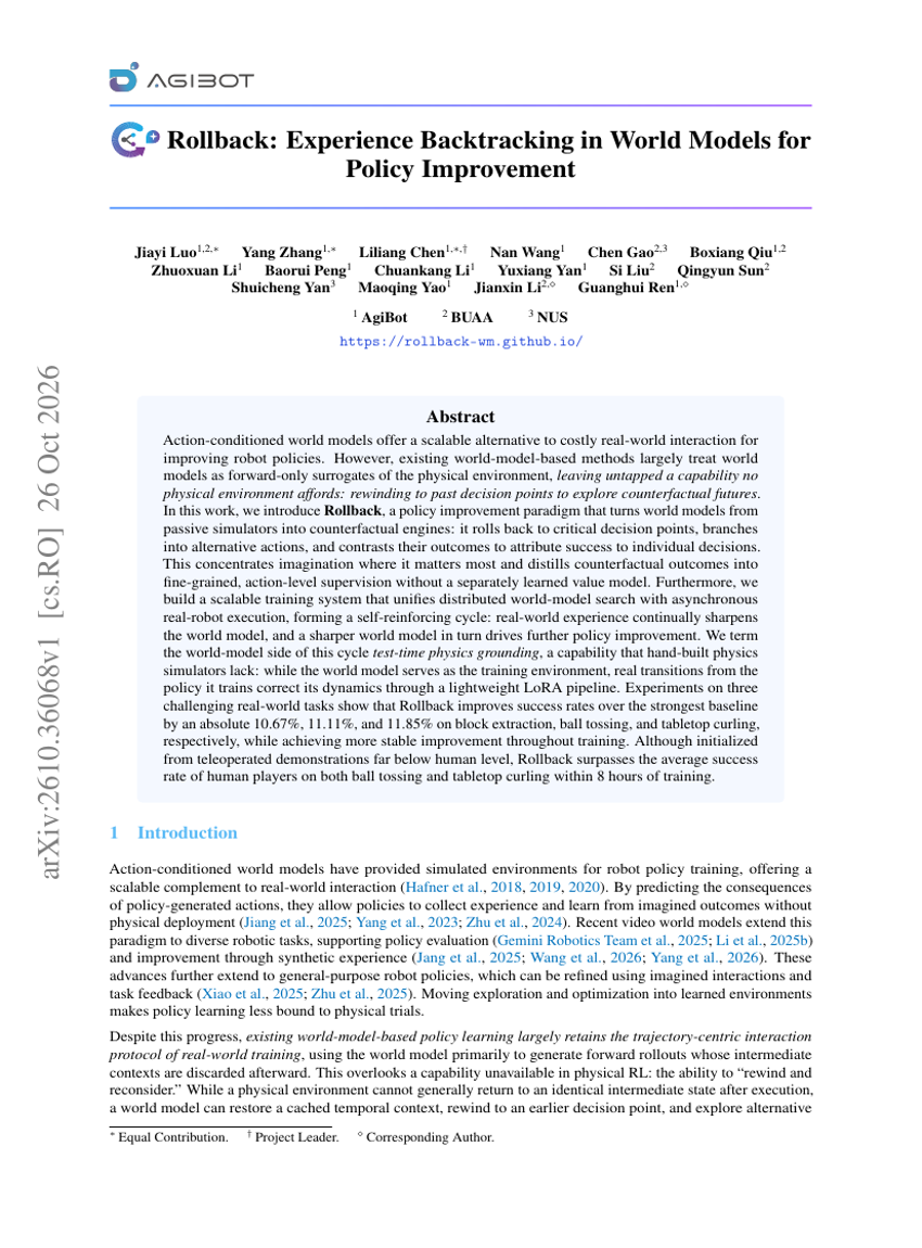 Rollback: Experience Backtracking in World Models for Policy Improvement