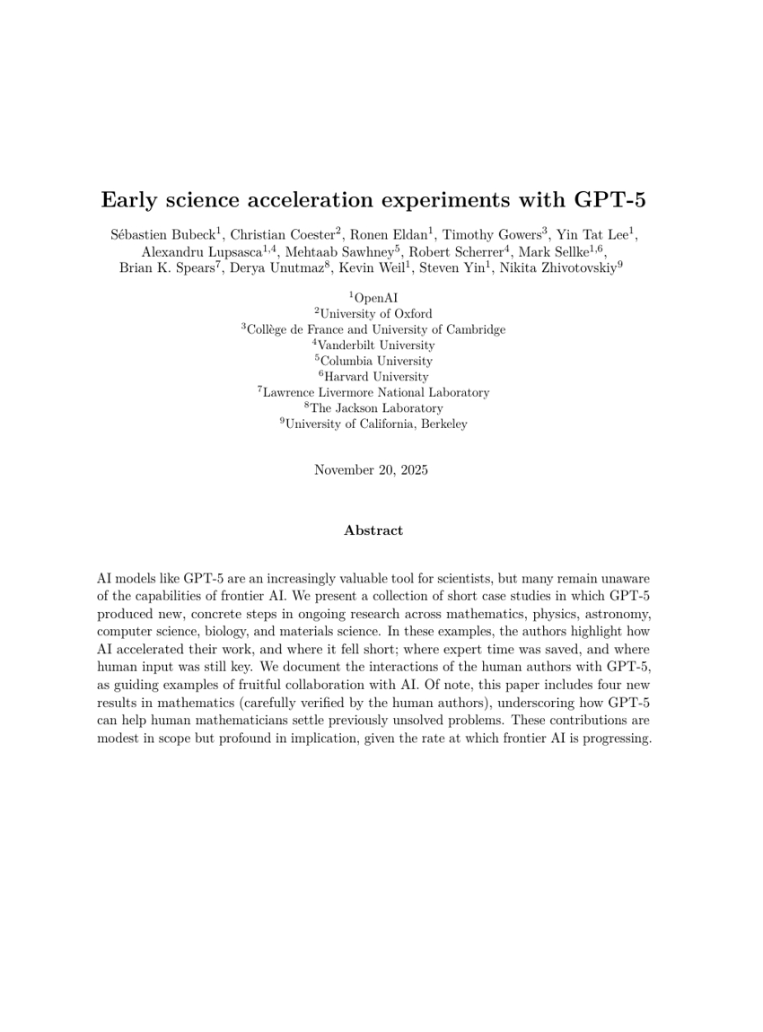 GPT-5的早期科学加速实验
