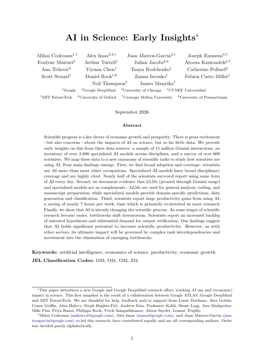 AI in Science: Early Insights