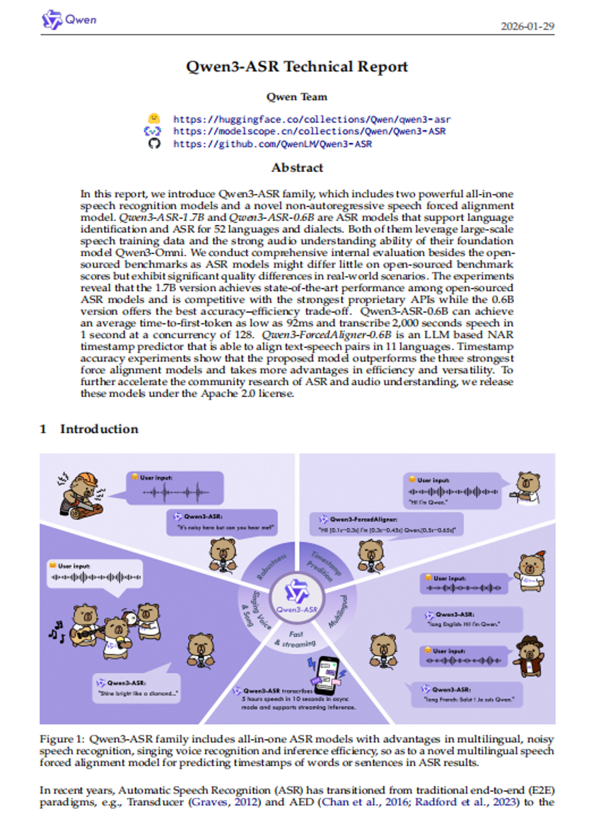 Qwen3-ASR 技術報告