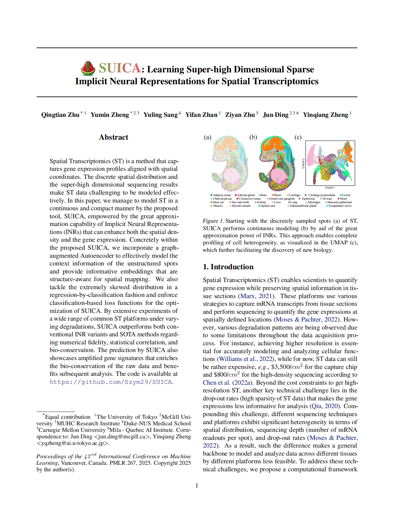 SUICA: Learning Super-high Dimensional Sparse Implicit Neural Representations for Spatial Transcriptomics