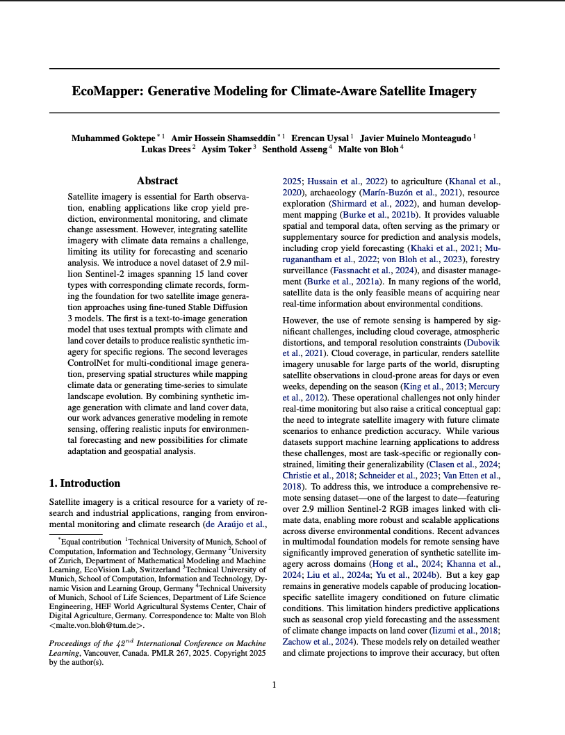 EcoMapper: Generative Modeling for Climate-Aware Satellite Imagery