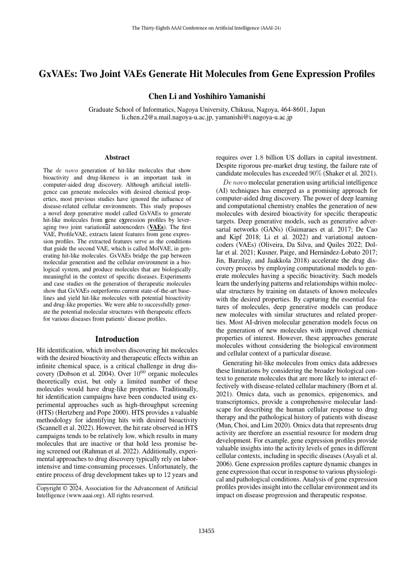 GxVAEs: Two Joint VAEs Generate Hit Molecules from Gene Expression Profles