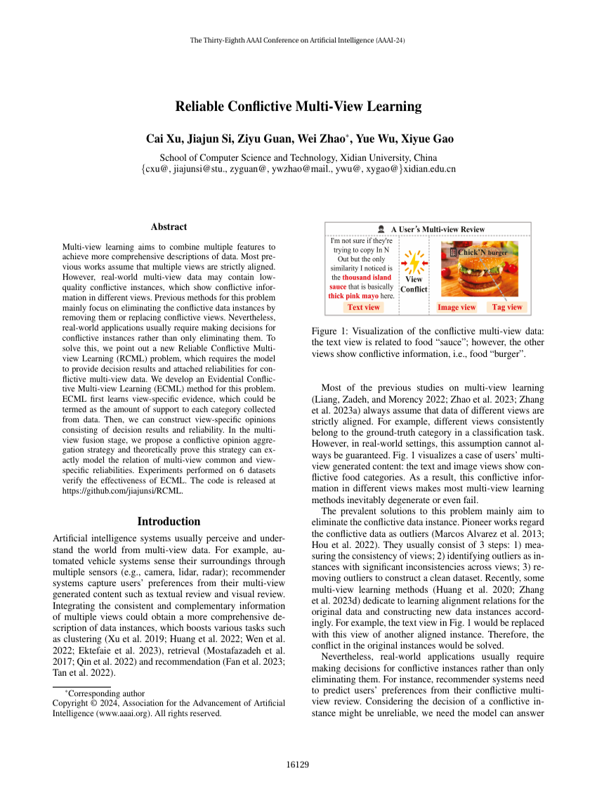 Reliable Confictive Multi-View Learning