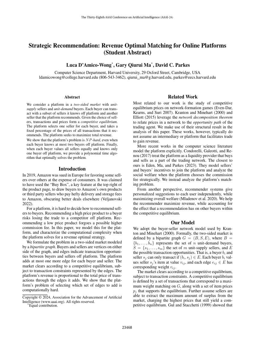 Strategic Recommendation: Revenue Optimal Matching for Online Platforms (Student Abstract)