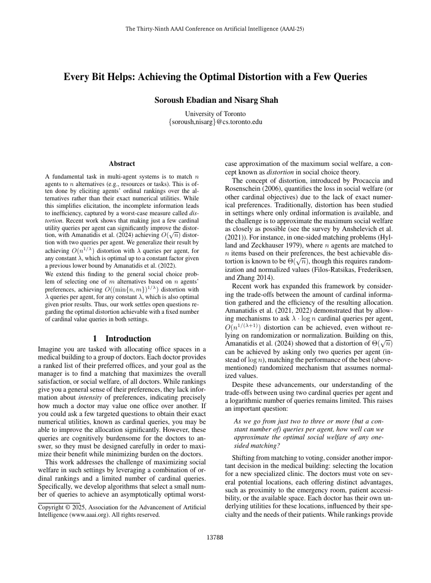 Every Bit Helps: Achieving the Optimal Distortion with a Few Queries
