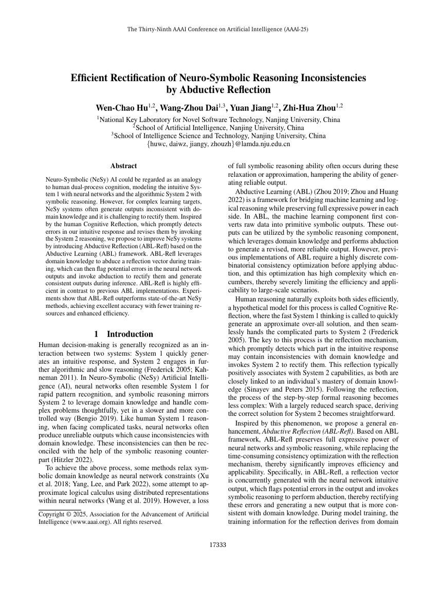 Efficient Rectification of Neuro-Symbolic Reasoning Inconsistencies by Abductive Reflection