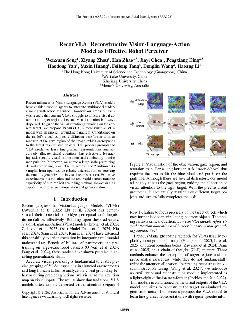 ReconVLA: Reconstructive Vision-Language-Action Model as Effective Robot Perceiver