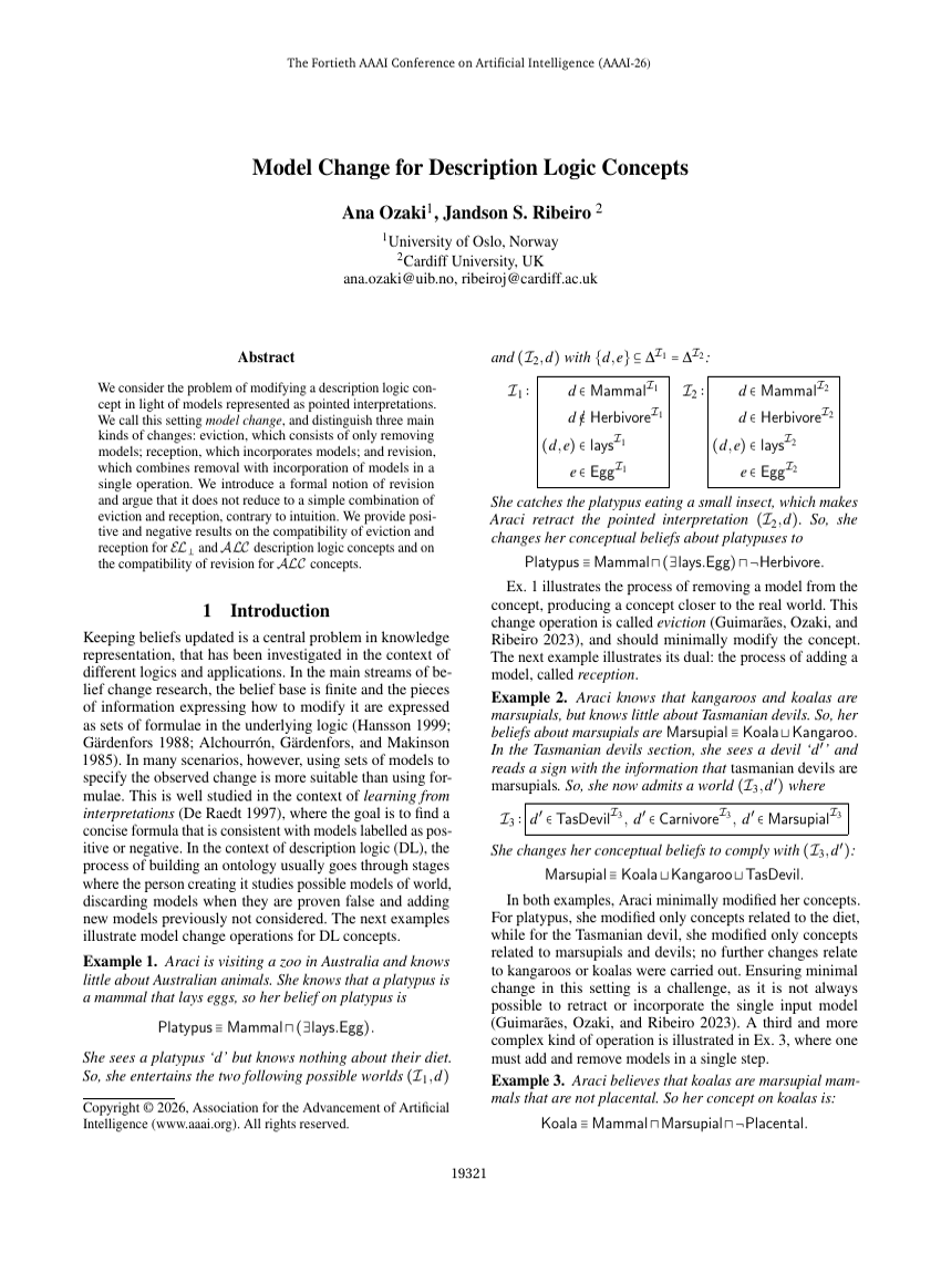 Model Change for Description Logic Concepts