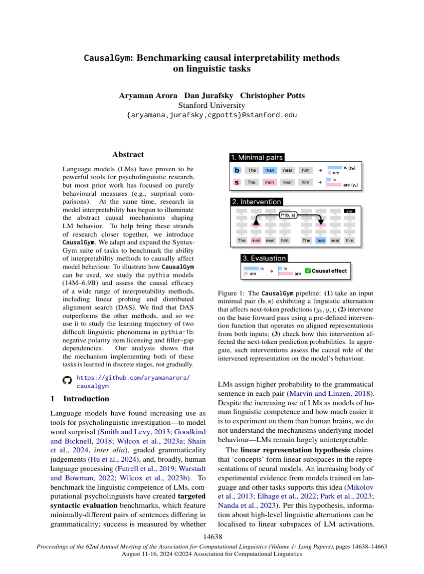 CausalGym: Benchmarking causal interpretability methods on linguistic tasks