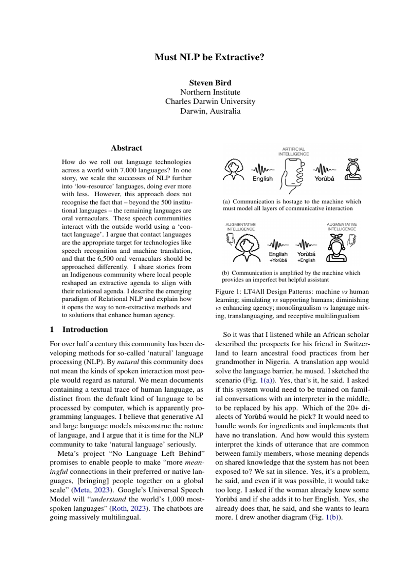 Must NLP be Extractive?