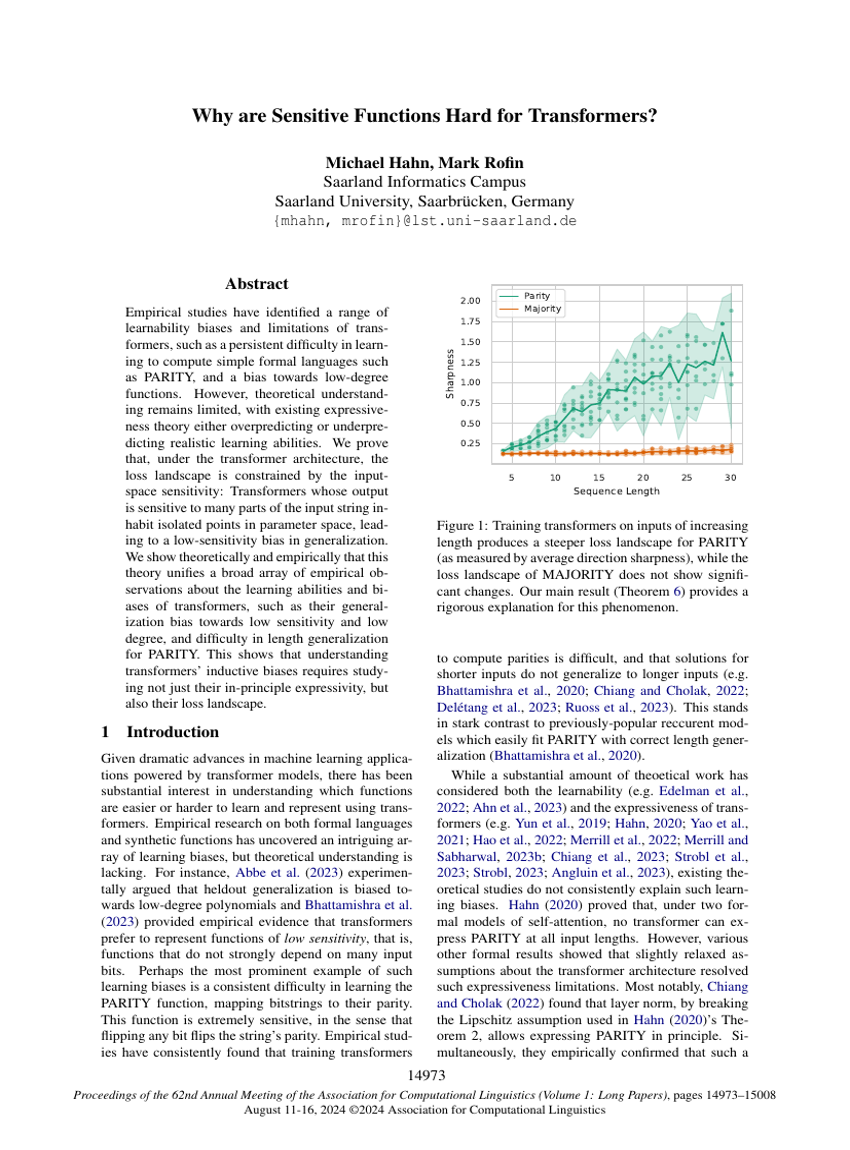 Why are Sensitive Functions Hard for Transformers?