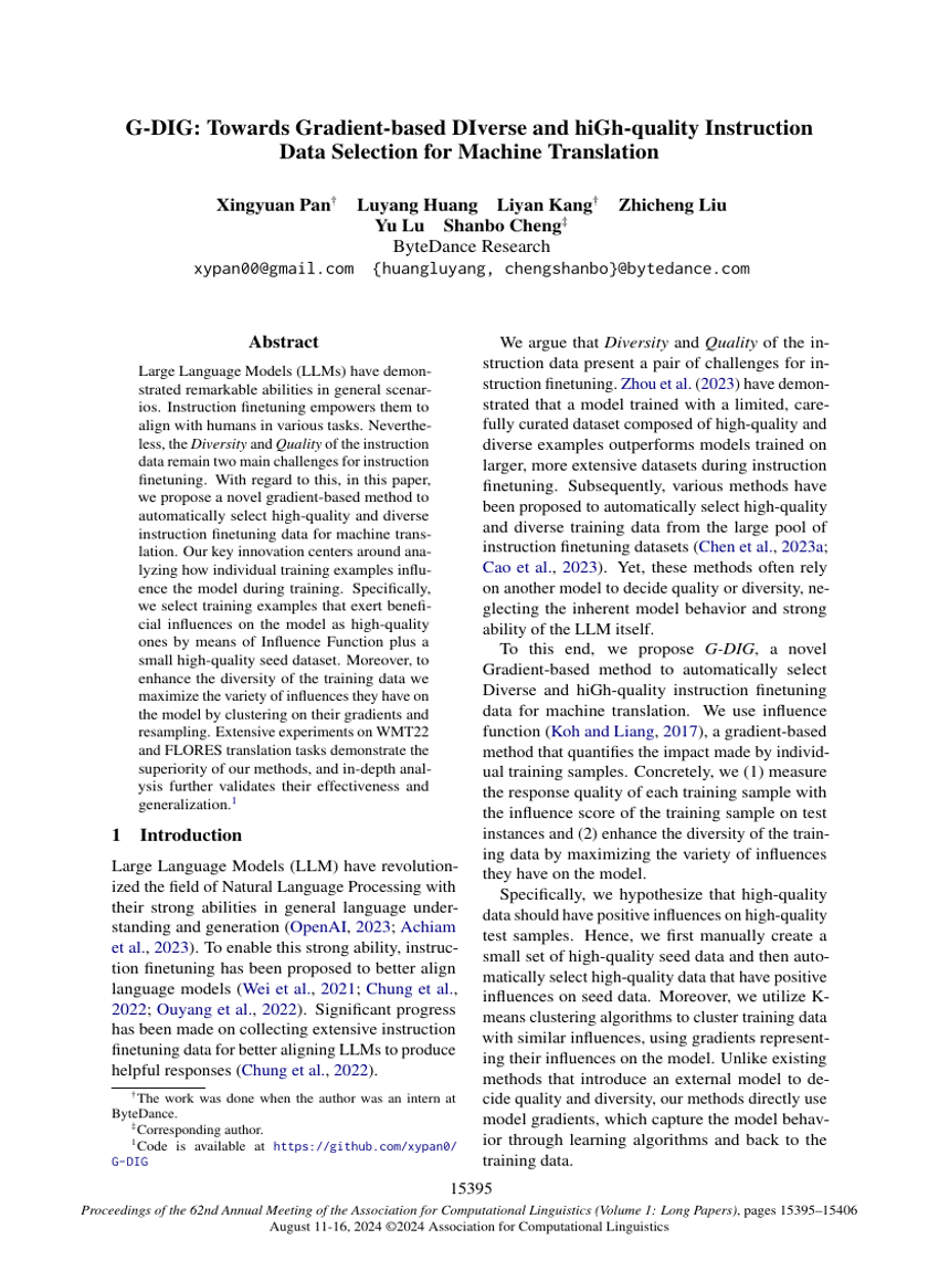 G-DIG: Towards Gradient-based DIverse and hiGh-quality Instruction Data Selection for Machine Translation