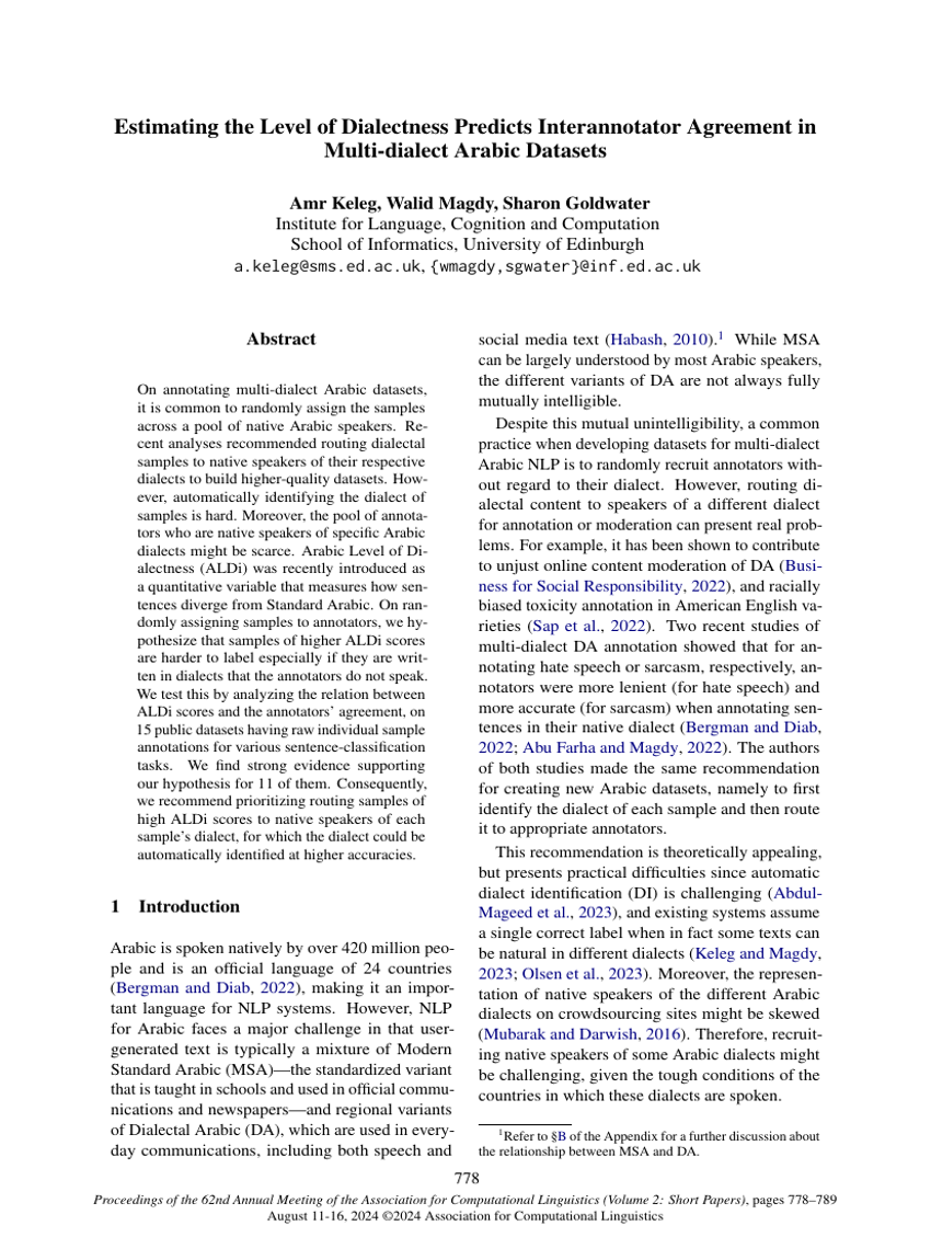 Estimating the Level of Dialectness Predicts Interannotator Agreement in Multi-dialect Arabic Datasets