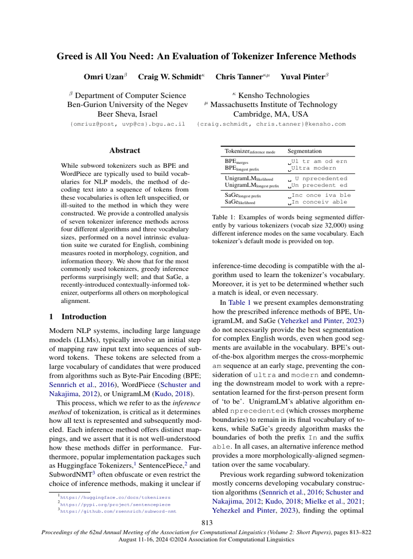Greed is All You Need: An Evaluation of Tokenizer Inference Methods