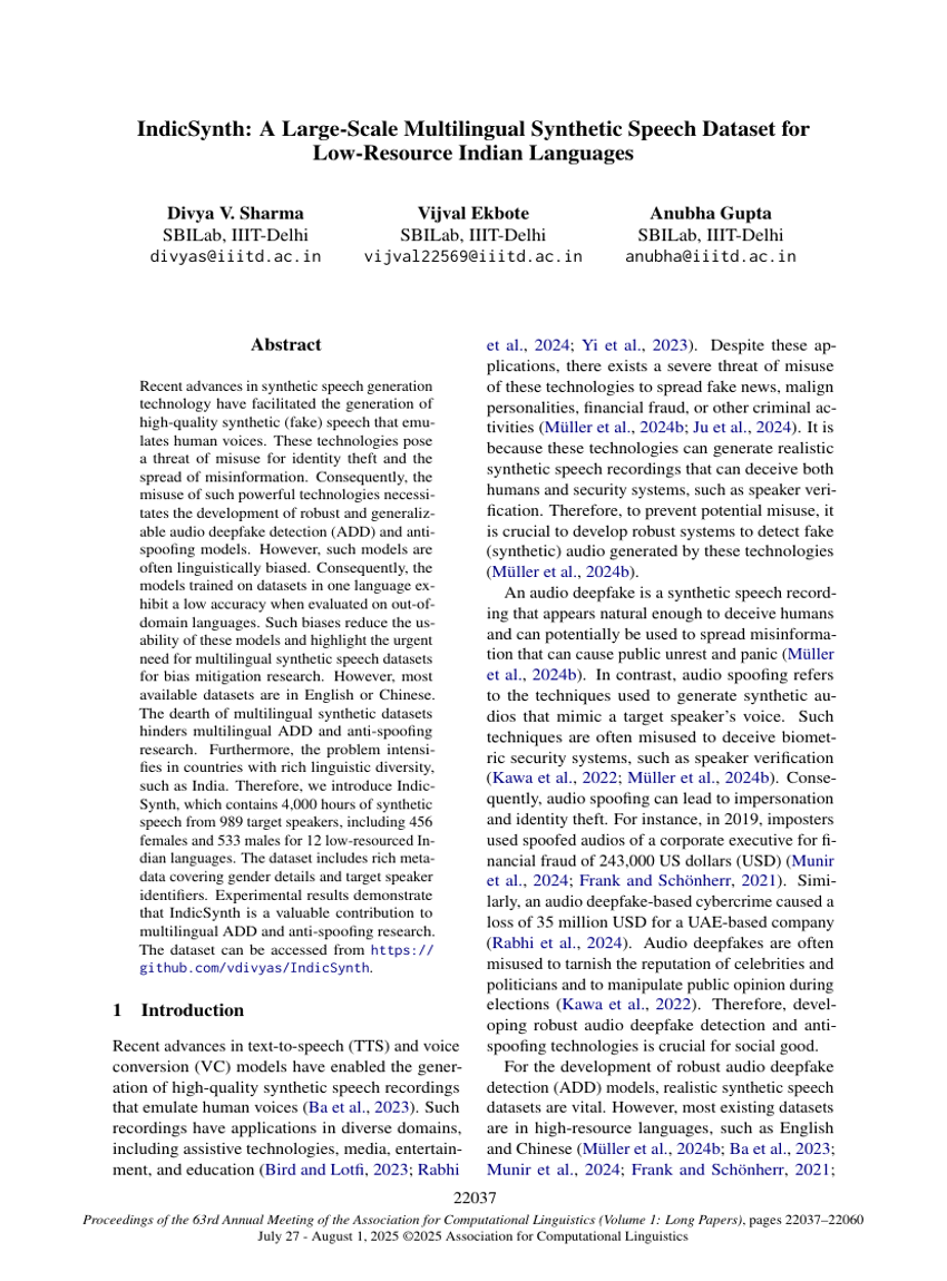 IndicSynth: A Large-Scale Multilingual Synthetic Speech Dataset for Low-Resource Indian Languages