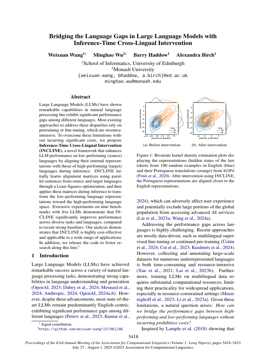 Bridging the Language Gaps in Large Language Models with Inference-Time Cross-Lingual Intervention