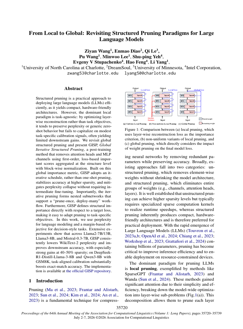 From Local to Global: Revisiting Structured Pruning Paradigms for Large Language Models