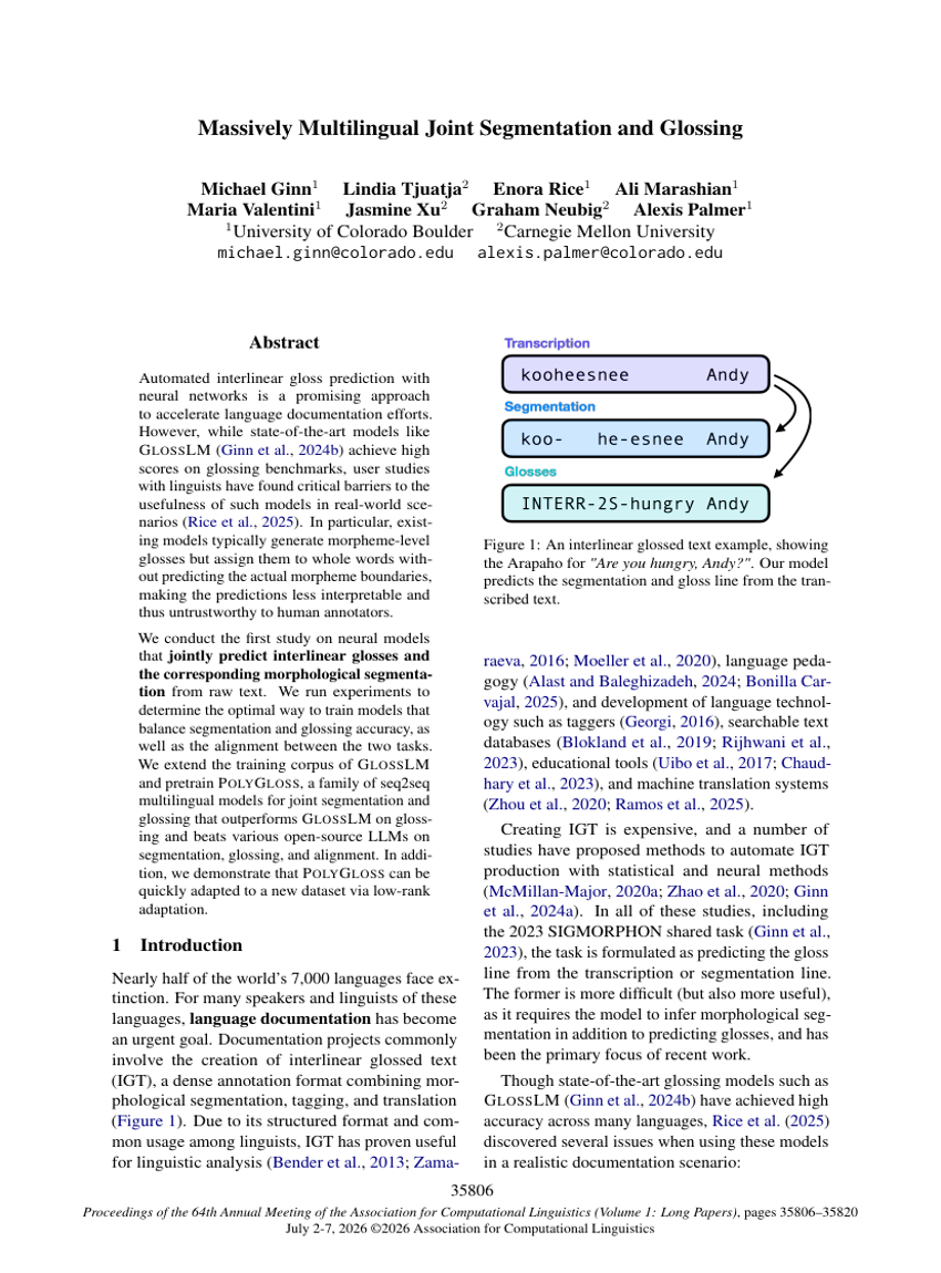 Massively Multilingual Joint Segmentation and Glossing