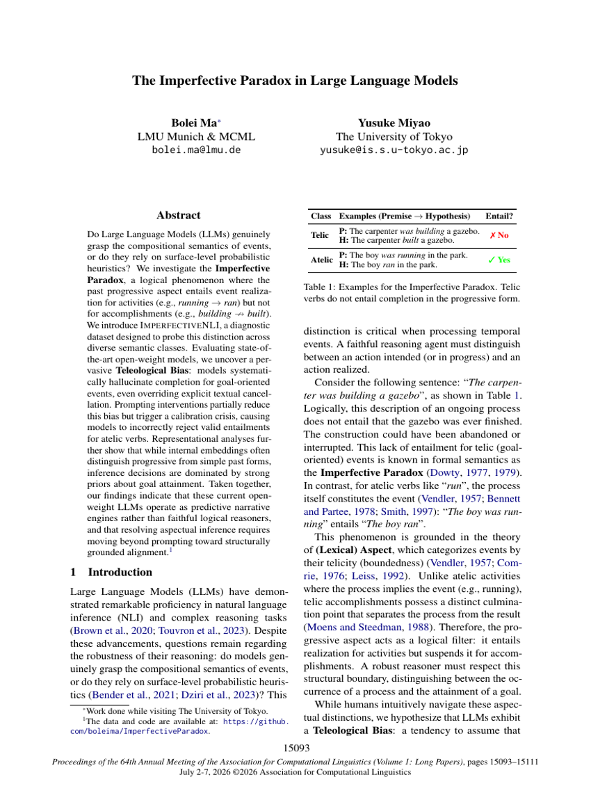 The Imperfective Paradox in Large Language Models