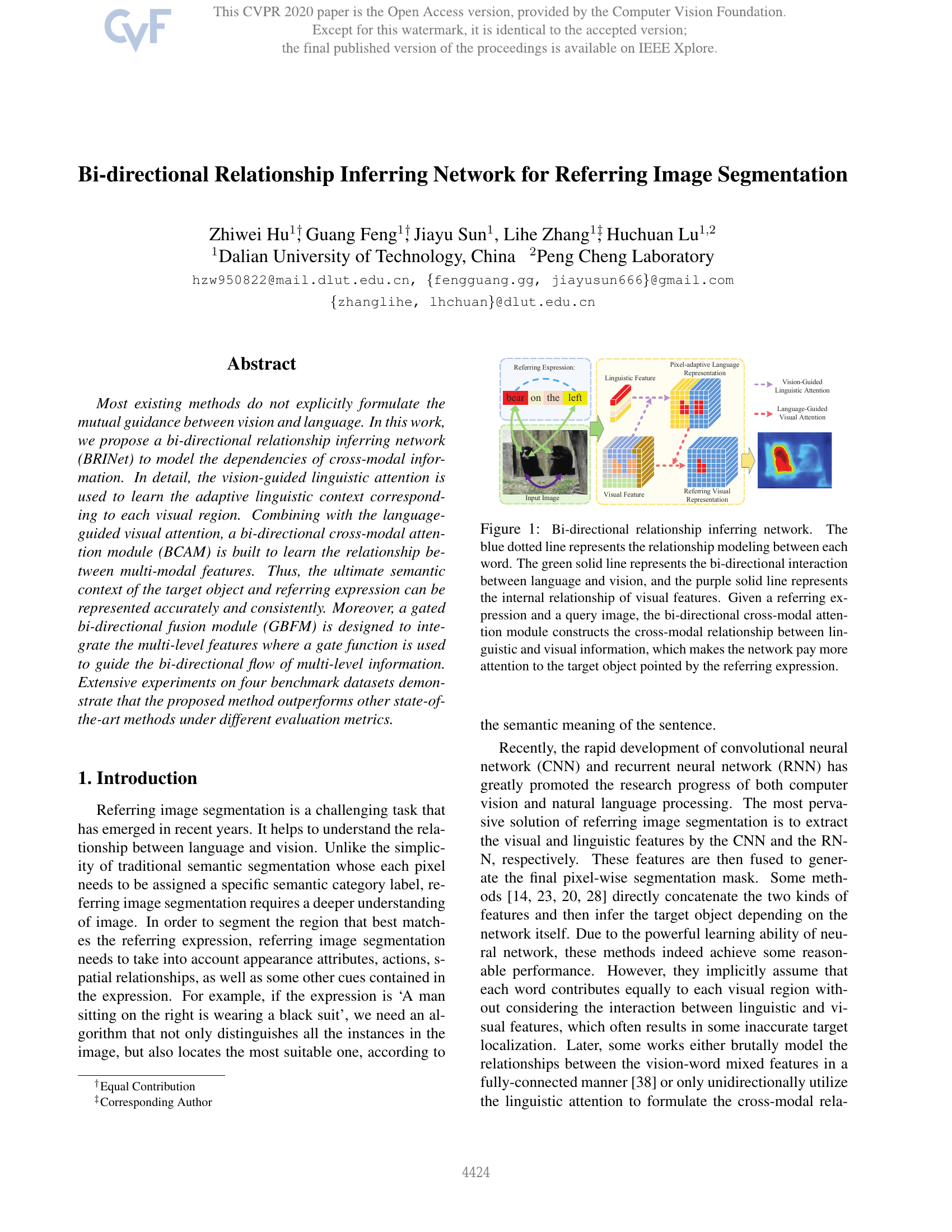 Bi-Directional Relationship Inferring Network for Referring Image Segmentation