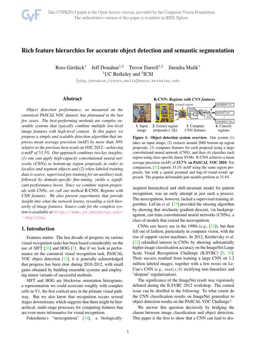 Rich feature hierarchies for accurate object detection and semantic segmentation
