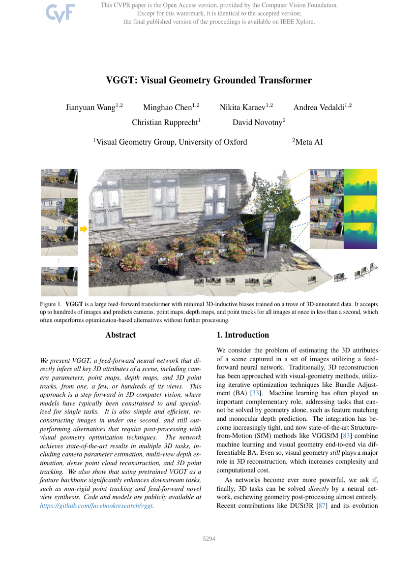 VGGT: Visual Geometry Grounded Transformer