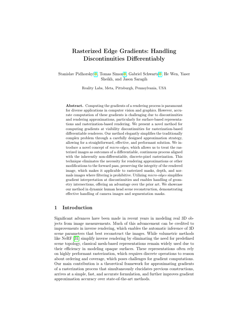 Rasterized Edge Gradients: Handling Discontinuities Diferentiably