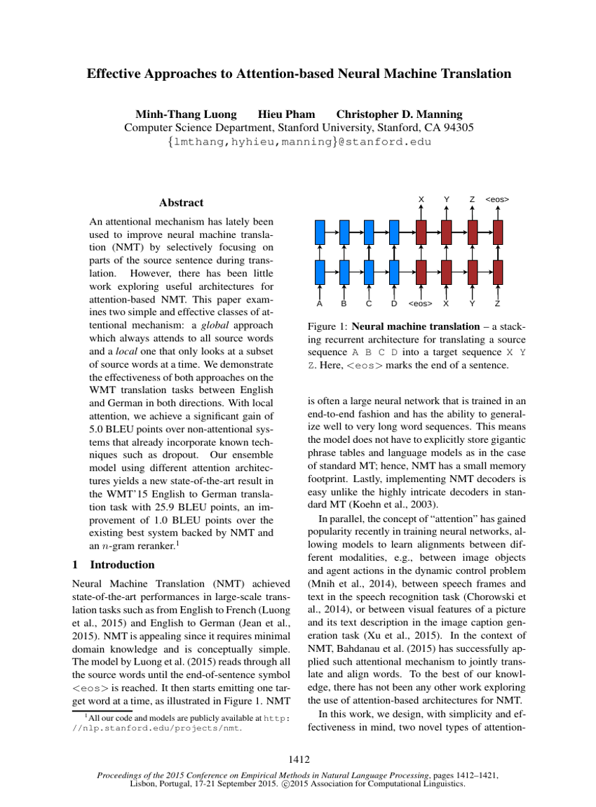 Effective Approaches to Attention-based Neural Machine Translation