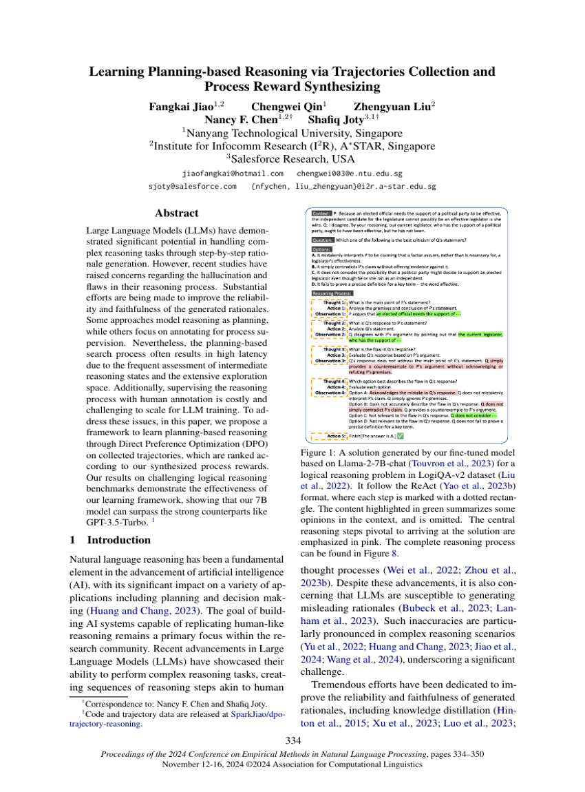 Learning Planning-based Reasoning via Trajectories Collection and Process Reward Synthesizing